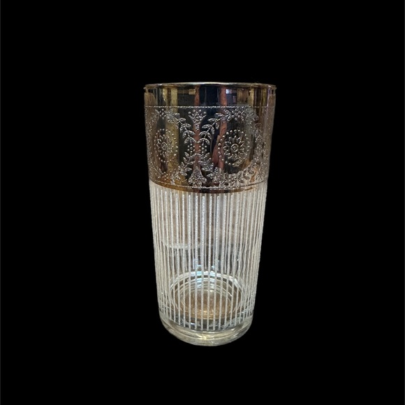 Single Silver Decorated Culver Highball 1950’s Glass 5.5” MCM - Picture 1 of 7